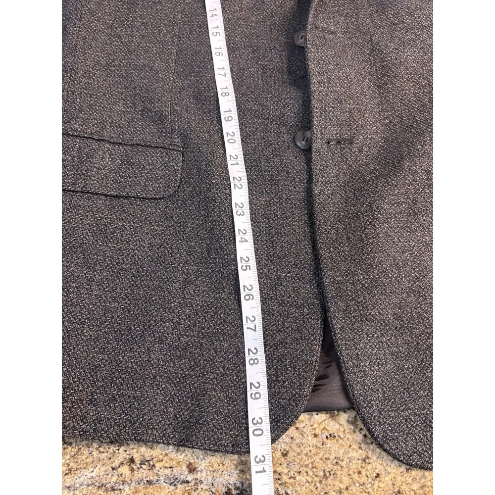 Pronto Uomo Mens Sport Coat 42R Brown Grey Tweed Blazer Italy 2 Button Wool Silk